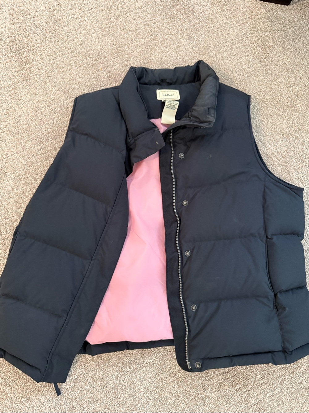 L.L.Bean Navy Vest with Pink Lining- Vintage